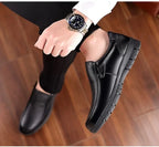 Genuine Leather Men's Shoes Slip-On Driving Shoes Casual Breathable Soft Bottom Anti-Slip Spring Autumn Seasonal Business Formal