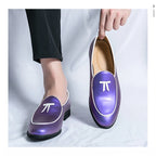 HKDQ Fashion Purple Men's Dress Shoes Trendy Slip-on Social Elegant Evening Shoes Man Lightweight Leather Loafers Shoes For Men