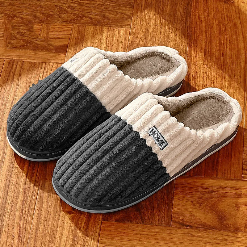 Winter Warm Fur Slippers for Men Women Couples House Non Slip Soft Shoes Comfort Flat Heel Home Indoor Bedroom Plush Slippers