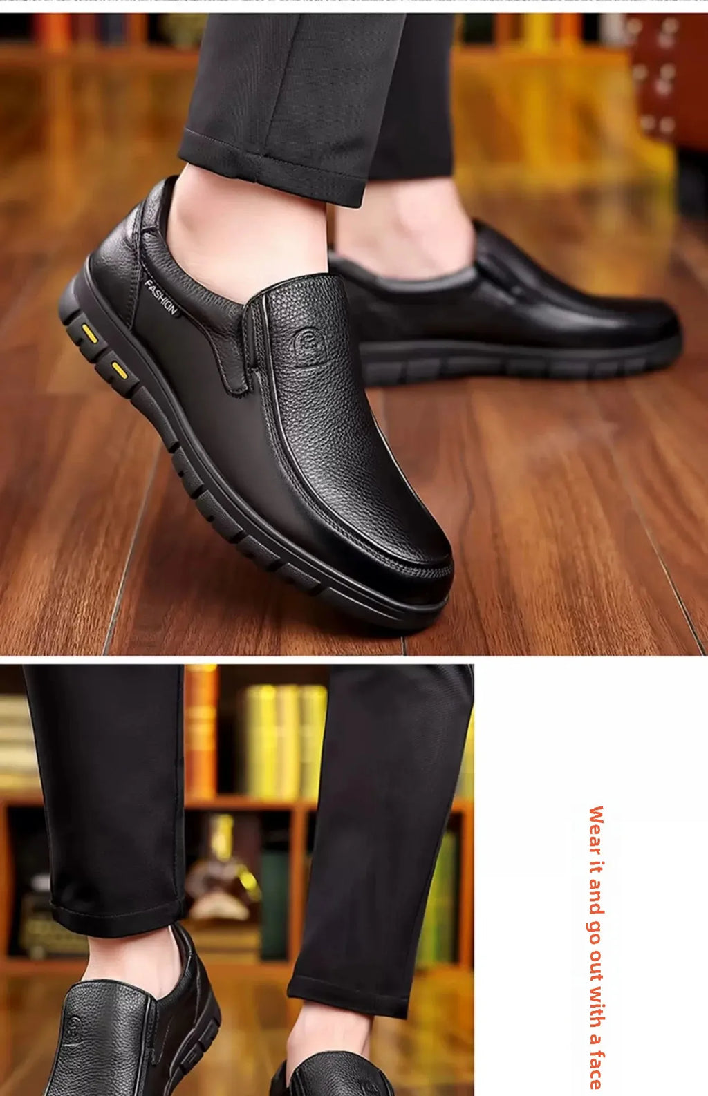 Genuine Leather Men's Shoes Slip-On Driving Shoes Casual Breathable Soft Bottom Anti-Slip Spring Autumn Seasonal Business Formal