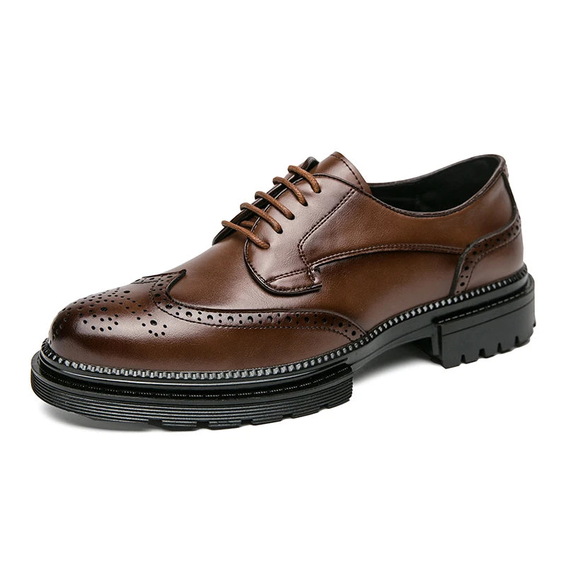 Oxford Shoes Genuine Calfskin Leather Brogue Dress Shoes Classic Business Formal Shoes Man Handcrafted Mens