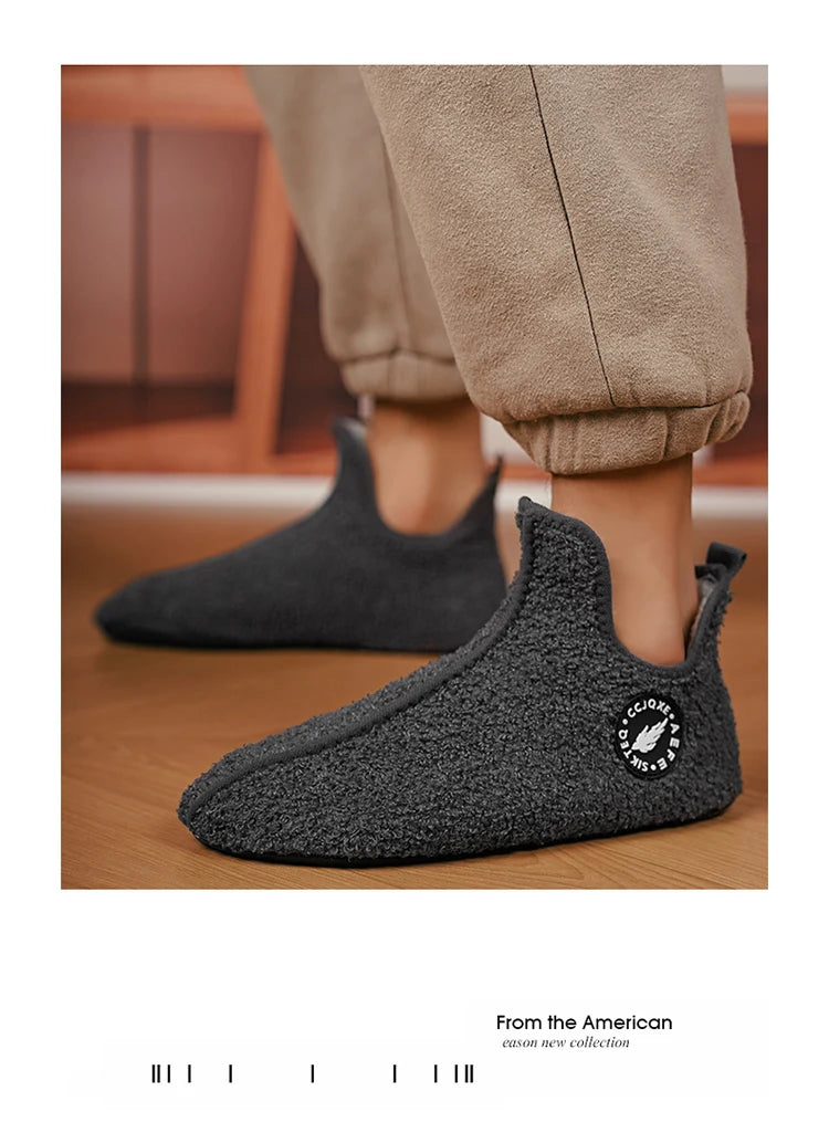 Winter Slippers Men Couples Slippers Non-slip Warm Women and Men Slipper Indoor Soft Shoes Comfortable Flat Home Cotton Shoe