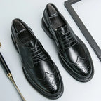 Oxford Shoes Genuine Calfskin Leather Brogue Dress Shoes Classic Business Formal Shoes Man Handcrafted Mens