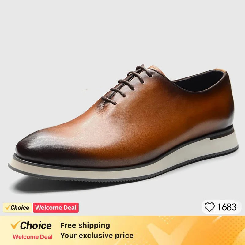 European Luxury Men Sneakers Genuine Cow Leather Monk Strap Basic Double Buckles Wingtip Brogue Casual Office Party Mens Shoes