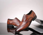 Men's Classic Retro Brogue Shoes Mens Lace-Up Leather Dress Business Office Flats Men Wedding Party Oxfords EUR Sizes 38-48