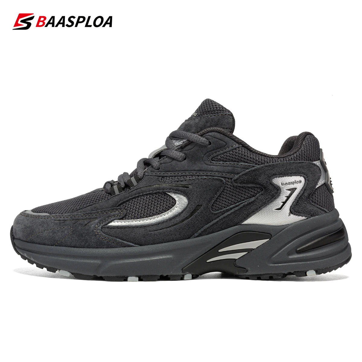 Bassploa Men Running Shoes New Casual Mesh Breathable Lace-Up Sport Shoes Male Fashion Lightweight Non-Slip Walking Shoes