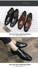 Fashion Designer Formal Slip On Men Dress Shoes New Classic Leather Oxfords For Wedding Party Business Flat Shoes Men's Loafers