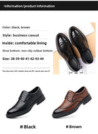 Men's Business Formal Hollow out Brogue Shoes Wedding Casual British Style Leather Shoes Rubber Sole Adult Daily Wear