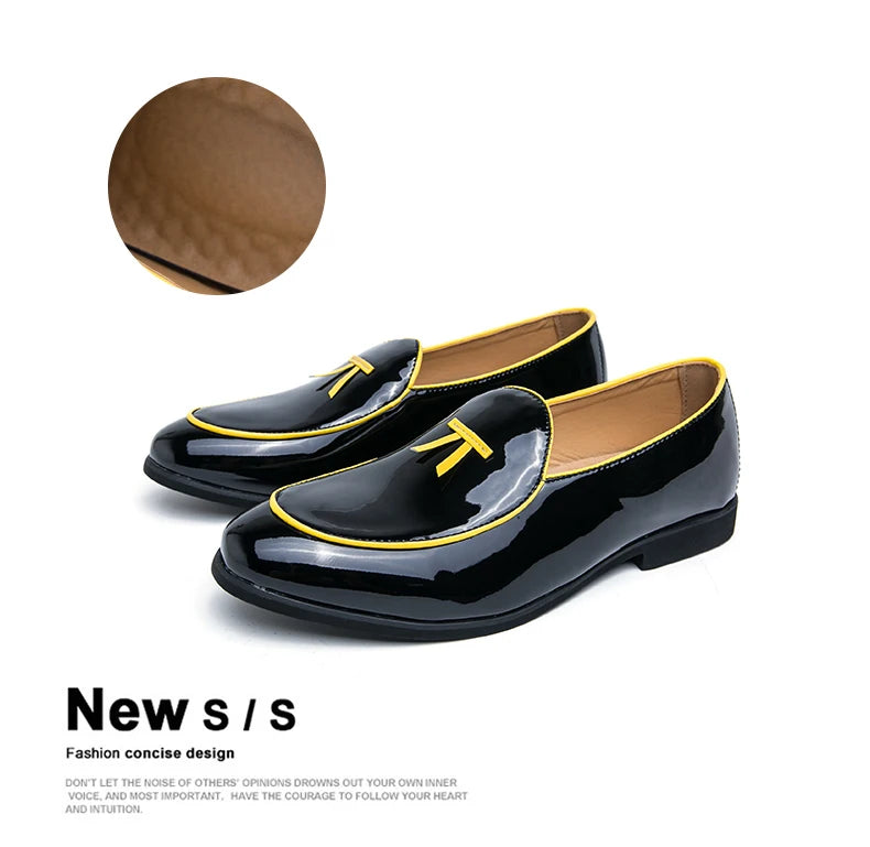 HKDQ Fashion Purple Men's Dress Shoes Trendy Slip-on Social Elegant Evening Shoes Man Lightweight Leather Loafers Shoes For Men
