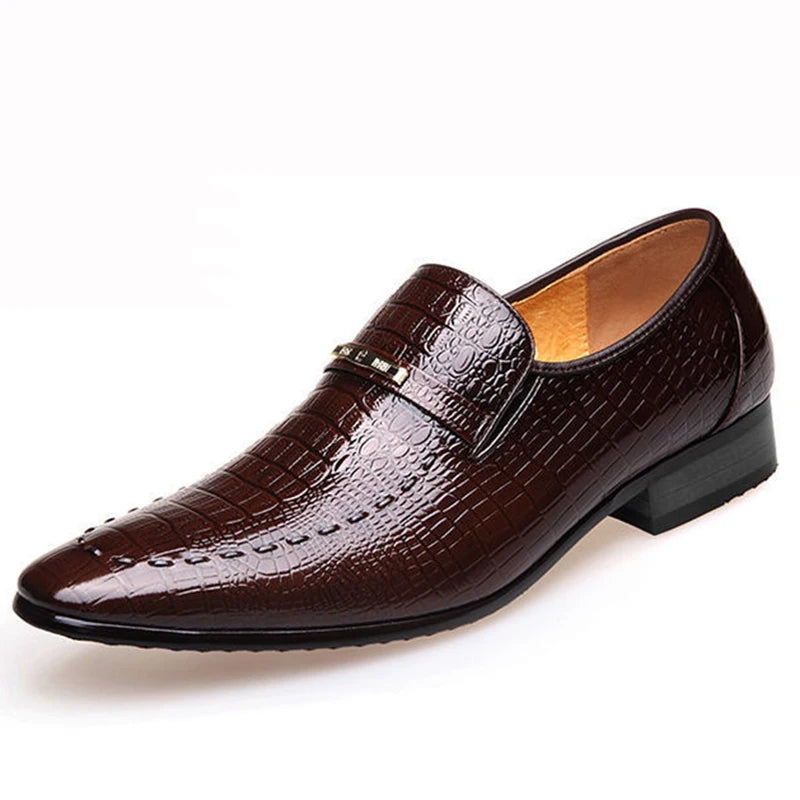 Classic Dress Shoes for Men Leather Shoes PU Crocodile Business Casual Formal Sneakers Plus Size Office Wedding Party Oxfords