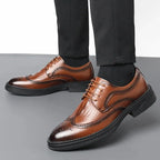 Men's Business Formal Hollow out Brogue Shoes Wedding Casual British Style Leather Shoes Rubber Sole Adult Daily Wear
