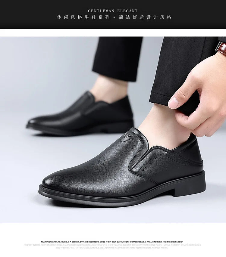 2025 Spring Autumn Men's Dress Shoes Fashion Casual Cow Leather British Pointed Toe Black and White New Designer Shoes Male