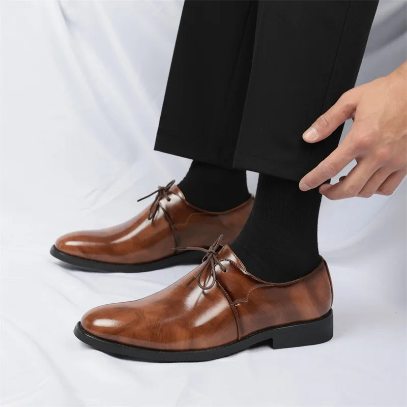 Fashion Purple Dress Shoes Man Party Shoes Casual Business Leather Shoes for Men Comfortable Pointed Toe Men's Formal Shoes 2025