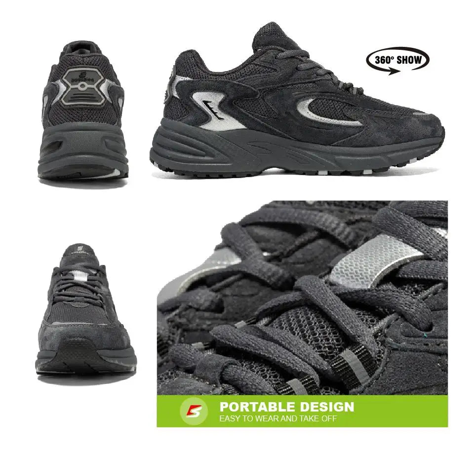 Bassploa Men Running Shoes New Casual Mesh Breathable Lace-Up Sport Shoes Male Fashion Lightweight Non-Slip Walking Shoes