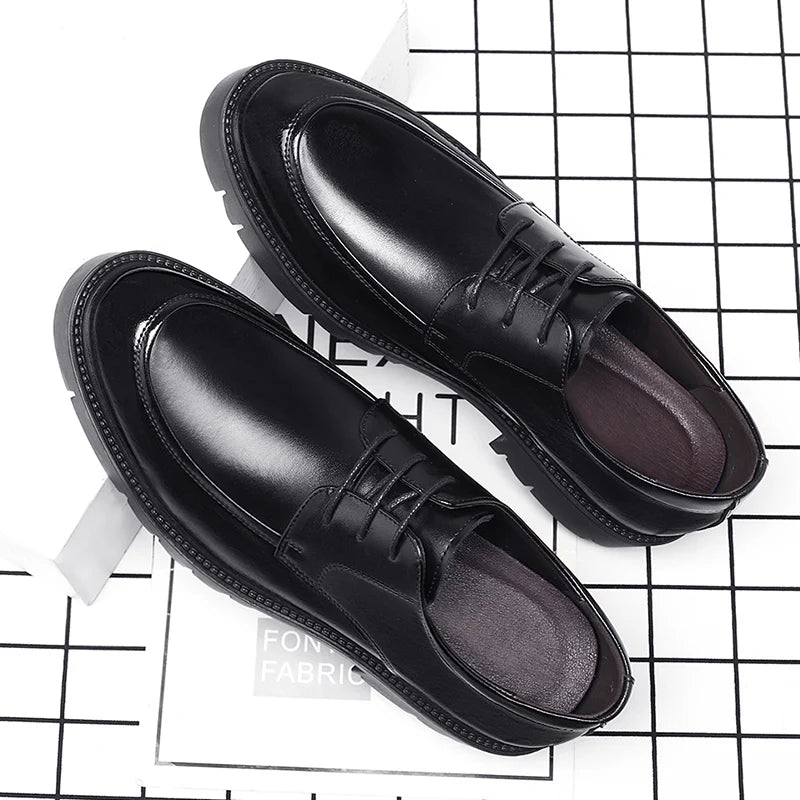 8-10cm Height Increasing Shoes for Men Summer Autumn Inside High Shoes Men's Hollow Business Dress Men's Elevator Leather Shoes