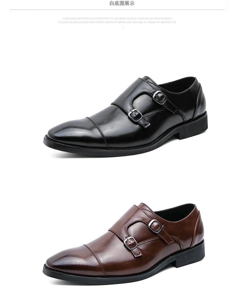 Fashion Designer Formal Slip On Men Dress Shoes New Classic Leather Oxfords For Wedding Party Business Flat Shoes Men's Loafers