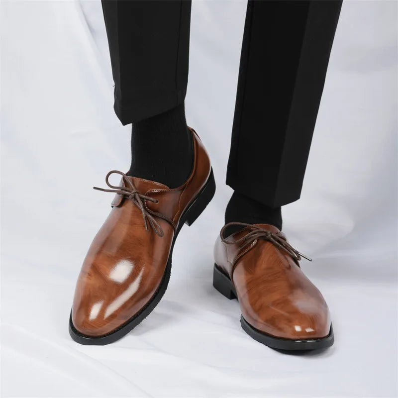 Fashion Purple Dress Shoes Man Party Shoes Casual Business Leather Shoes for Men Comfortable Pointed Toe Men's Formal Shoes 2025