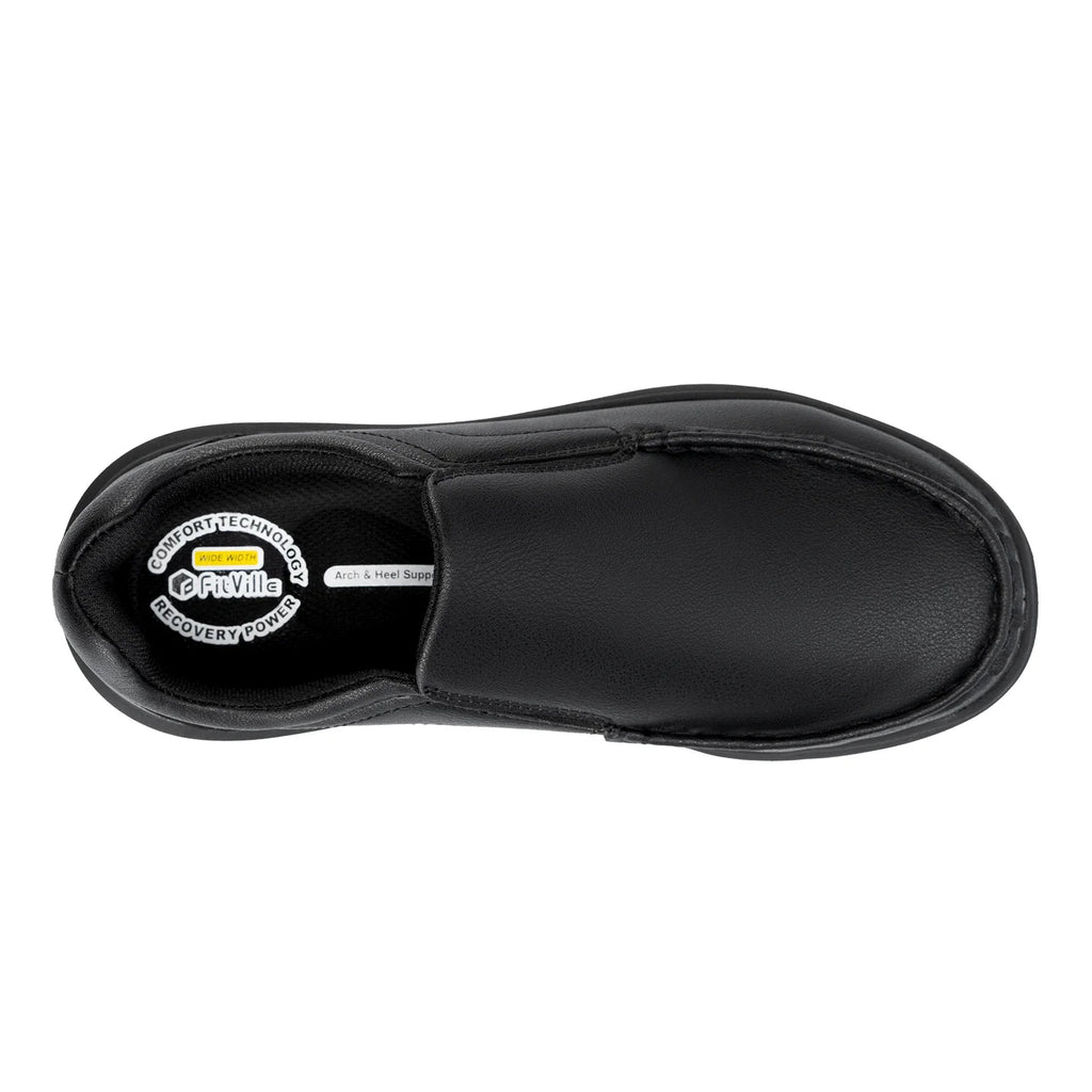 Fitville Men'S Shoes Wide Width Leather Slip-On Casual Shoes Lightweight For Swollen Feet With Arch Support Pain Relief