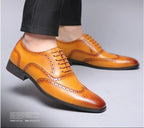 Men's Classic Retro Brogue Shoes Mens Lace-Up Leather Dress Business Office Flats Men Wedding Party Oxfords EUR Sizes 38-48