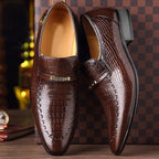 Classic Dress Shoes for Men Leather Shoes PU Crocodile Business Casual Formal Sneakers Plus Size Office Wedding Party Oxfords