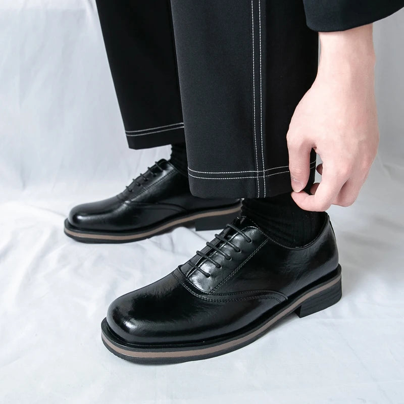 New Spring Autumn Fashion Men Shoes Men Leather Oxfords Shoes Casual Lace-up Formal Business Wedding Dress Shoes Big Size 38-46