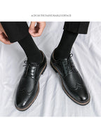 Handmade Mens Wingtip Oxford Shoes Grey Leather Brogue Men's Dress Shoes Classic Business Formal Shoes for Men Zapatillas Hombre