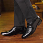 Classic Dress Shoes for Men Leather Shoes PU Crocodile Business Casual Formal Sneakers Plus Size Office Wedding Party Oxfords