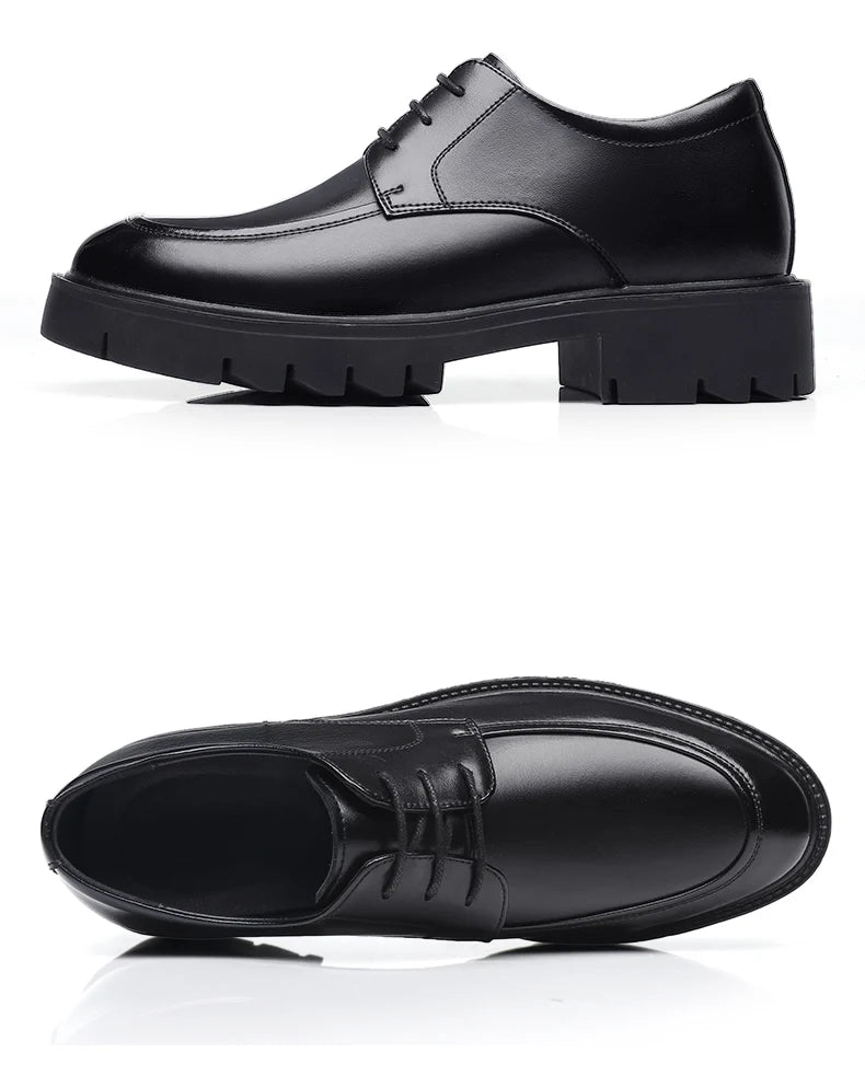 8-10cm Height Increasing Shoes for Men Summer Autumn Inside High Shoes Men's Hollow Business Dress Men's Elevator Leather Shoes