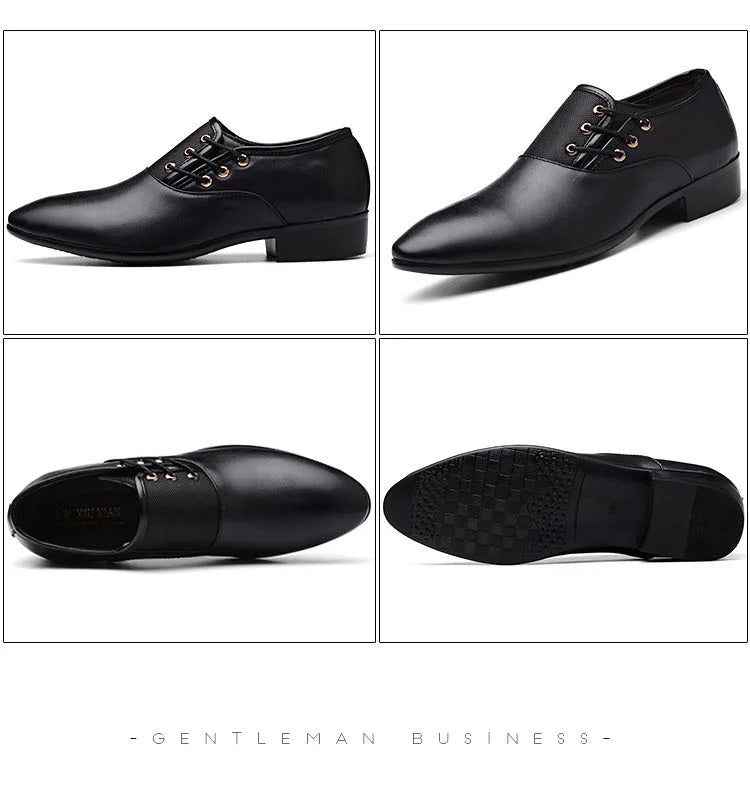 Men Leather Casual Shoes Slip-on Business Dress Shoes All-Match Wedding Shoes Shock-Absorbing Footwear Wear-Resistant Size 38-48
