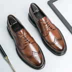 Oxford Shoes Genuine Calfskin Leather Brogue Dress Shoes Classic Business Formal Shoes Man Handcrafted Mens