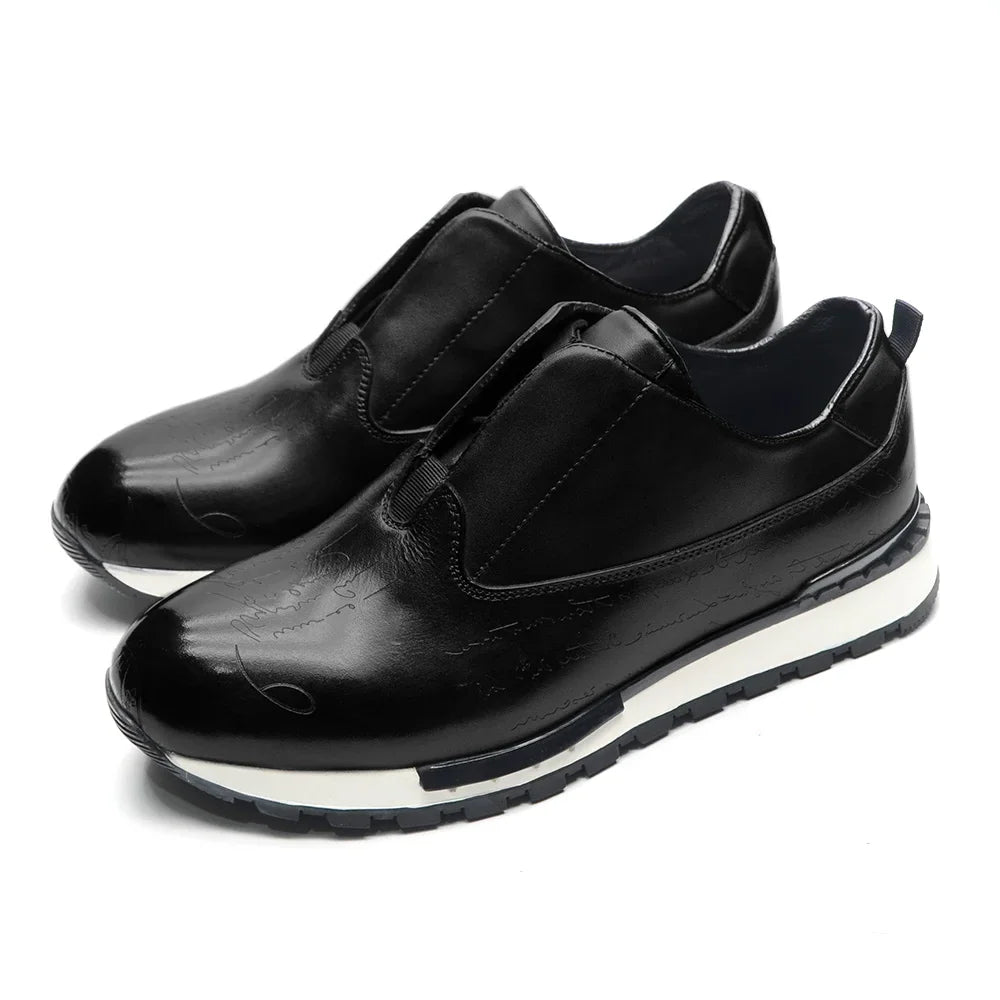 European Luxury Men Sneakers Genuine Cow Leather Monk Strap Basic Double Buckles Wingtip Brogue Casual Office Party Mens Shoes