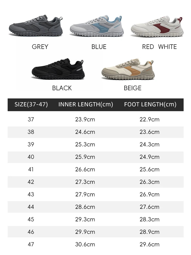 HOBIBEAR Minimalist Wide Toe Shoes Mens Womens Artificial Leather Running Sneakers Lace Up Lightweight Breathable Walking Shoes