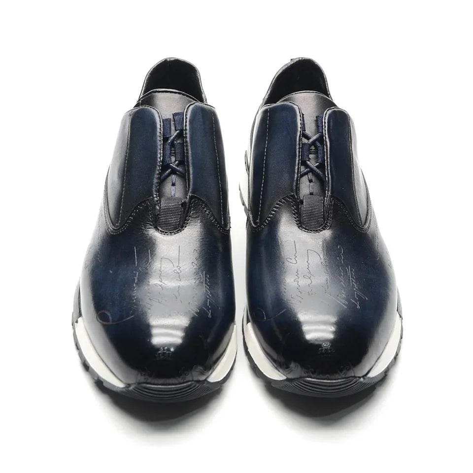 European Luxury Men Sneakers Genuine Cow Leather Monk Strap Basic Double Buckles Wingtip Brogue Casual Office Party Mens Shoes