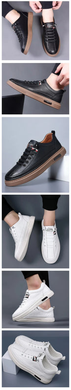 Men's Casual Shoes Spring Autumn Depressurized Breathable Lacefree Leather Shoes Super soft and wear-resistant Men's Board Shoes