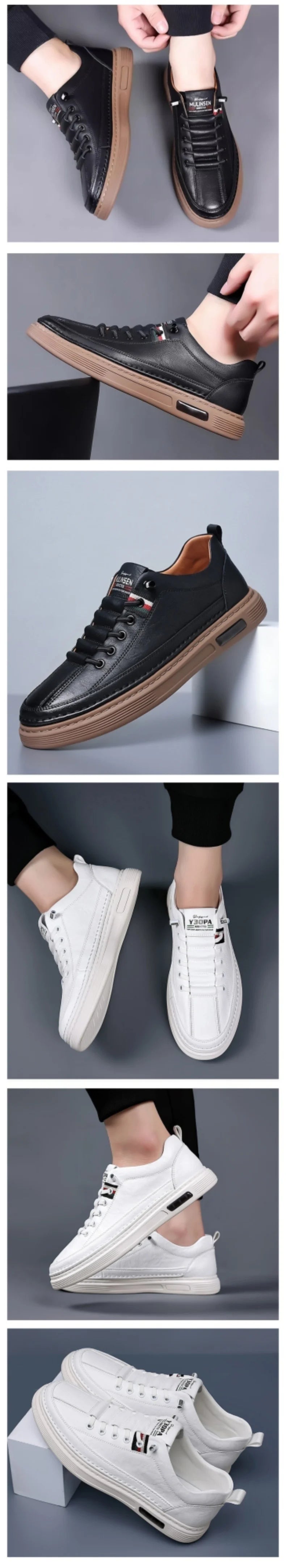 Men's Casual Shoes Spring Autumn Depressurized Breathable Lacefree Leather Shoes Super soft and wear-resistant Men's Board Shoes