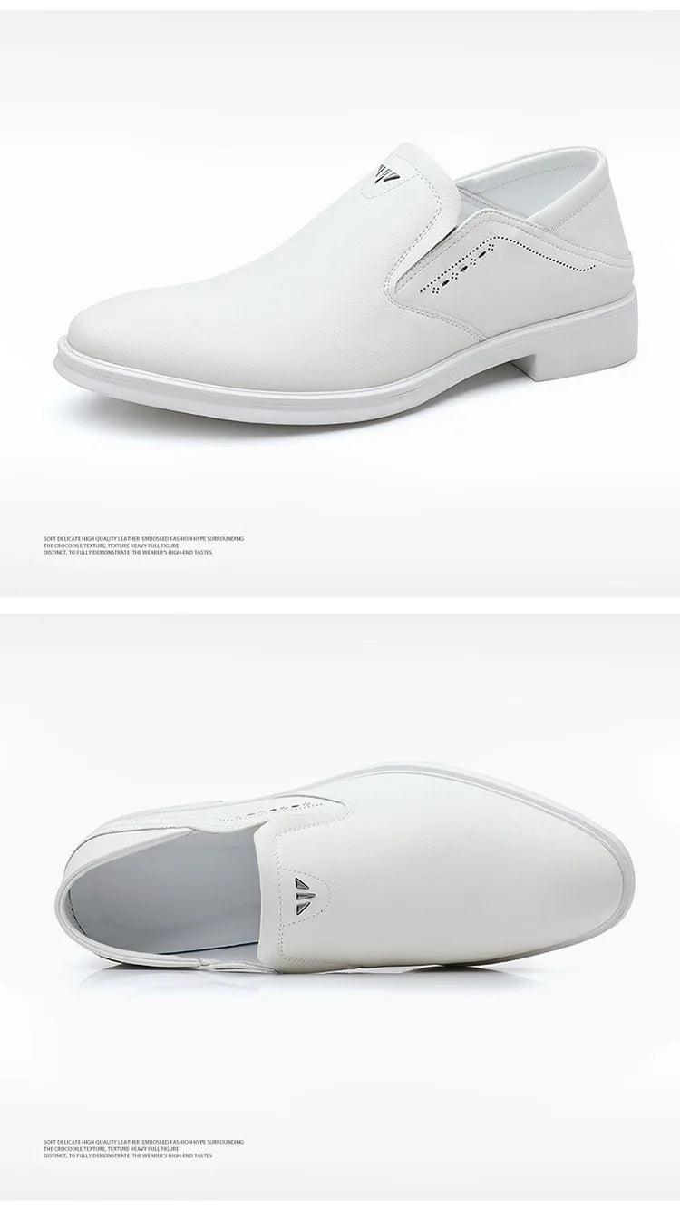 2025 Spring Autumn Men's Dress Shoes Fashion Casual Cow Leather British Pointed Toe Black and White New Designer Shoes Male