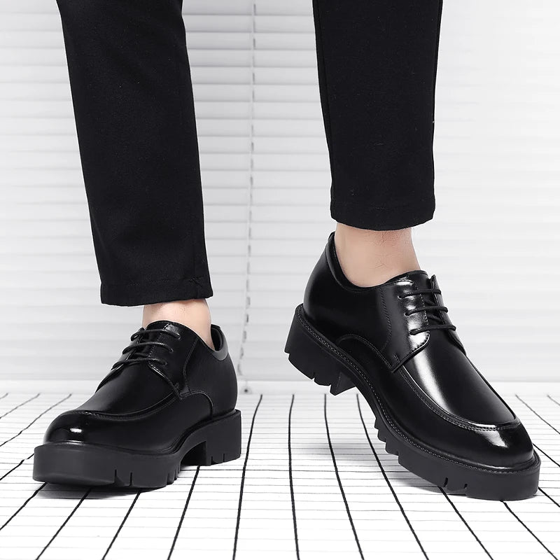 8-10cm Height Increasing Shoes for Men Summer Autumn Inside High Shoes Men's Hollow Business Dress Men's Elevator Leather Shoes