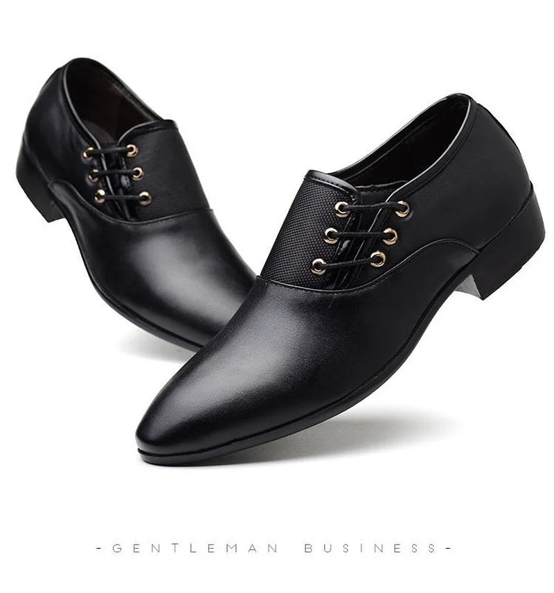 Men Leather Casual Shoes Slip-on Business Dress Shoes All-Match Wedding Shoes Shock-Absorbing Footwear Wear-Resistant Size 38-48
