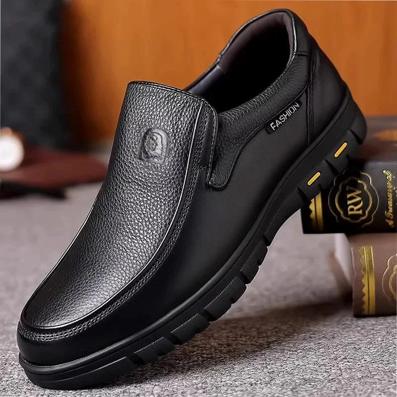 Genuine Leather Men's Shoes Slip-On Driving Shoes Casual Breathable Soft Bottom Anti-Slip Spring Autumn Seasonal Business Formal