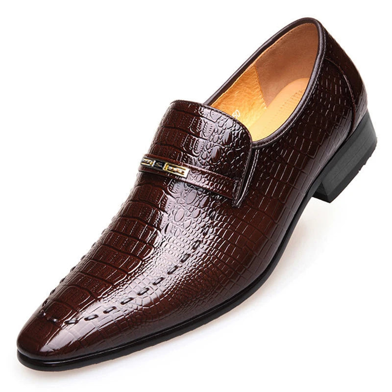 Classic Dress Shoes for Men Leather Shoes PU Crocodile Business Casual Formal Sneakers Plus Size Office Wedding Party Oxfords