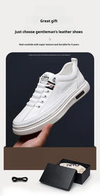 Men's Casual Shoes Spring Autumn Depressurized Breathable Lacefree Leather Shoes Super soft and wear-resistant Men's Board Shoes