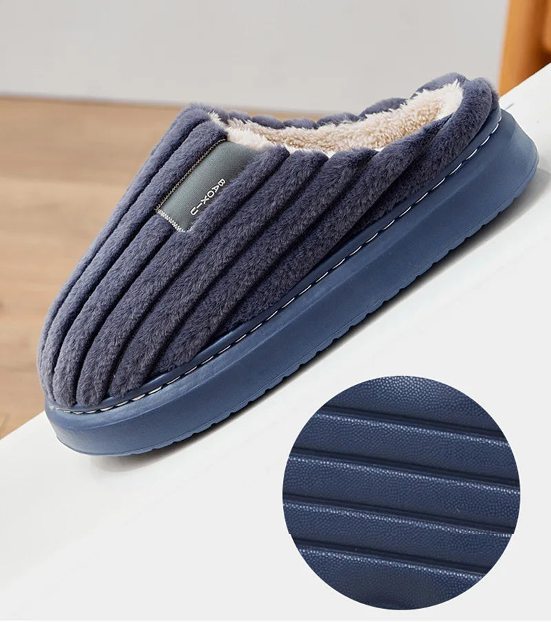 Autumn And Winter Men's Thickening Warm Increase Slippers Stepping On The Sense Of Shit Thick Bottom Household Non-Slip Slippers