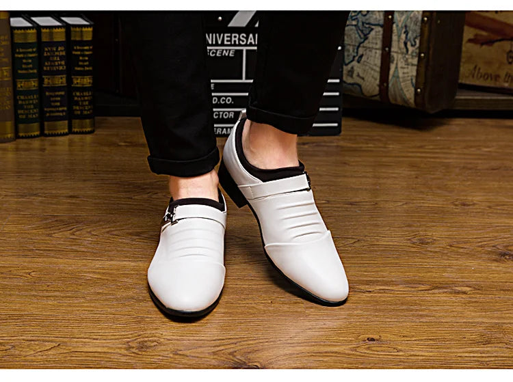 Cheap White Men's Dress Shoes Pointed-Toe Slip-On Leather Shoes Man Big Size 38-48 Casual Business Shoes Men zapatos para hombre