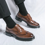 Oxford Shoes Genuine Calfskin Leather Brogue Dress Shoes Classic Business Formal Shoes Man Handcrafted Mens