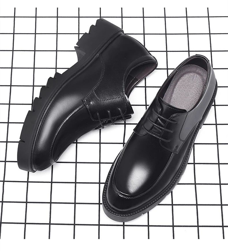 8-10cm Height Increasing Shoes for Men Summer Autumn Inside High Shoes Men's Hollow Business Dress Men's Elevator Leather Shoes