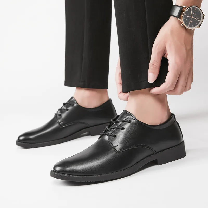 Youth Formal oes Men's Bla Suit oes Soft Bot Busin Interview Casual Wedding oes Leather round Toe Low Heel