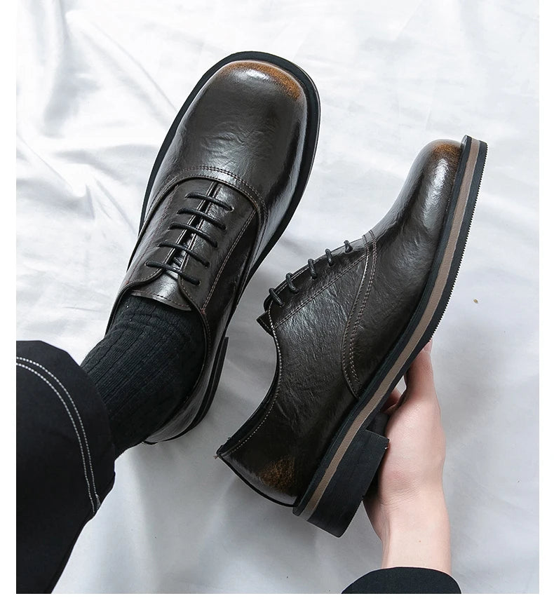 New Spring Autumn Fashion Men Shoes Men Leather Oxfords Shoes Casual Lace-up Formal Business Wedding Dress Shoes Big Size 38-46