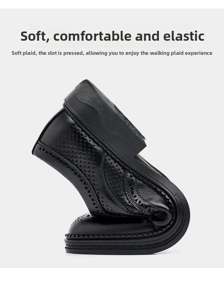 Men's Business Formal Hollow out Brogue Shoes Wedding Casual British Style Leather Shoes Rubber Sole Adult Daily Wear