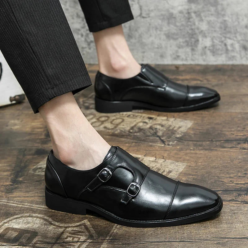 Fashion Designer Formal Slip On Men Dress Shoes New Classic Leather Oxfords For Wedding Party Business Flat Shoes Men's Loafers