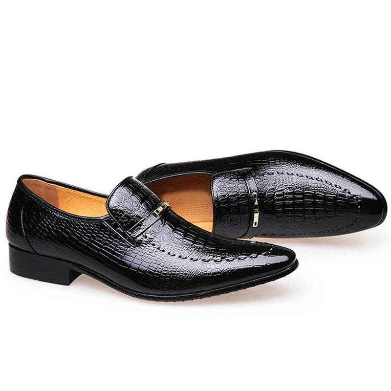 Classic Dress Shoes for Men Leather Shoes PU Crocodile Business Casual Formal Sneakers Plus Size Office Wedding Party Oxfords